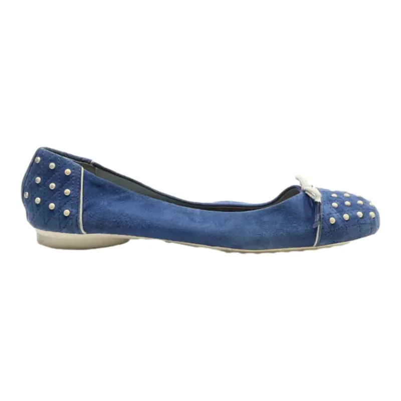 TODS Ballet Shoes Blue Suede Womens UK 4