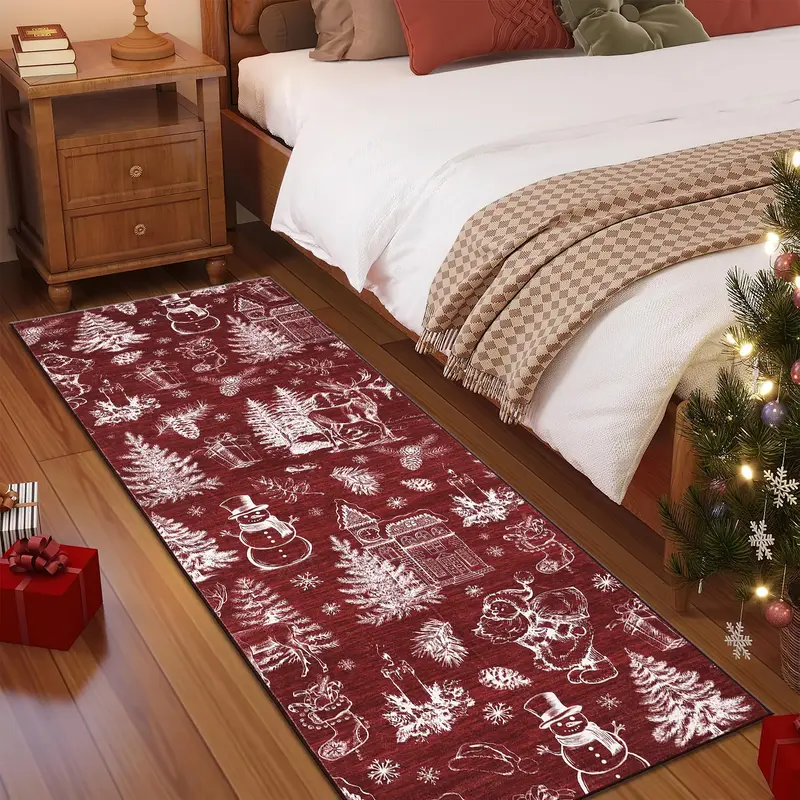 Garvee Christmas Rug Thin Washable Rug with Non Slip Rubber Backing, Low Pile Soft Indoor Carpet, Non Shedding Foldable Print...