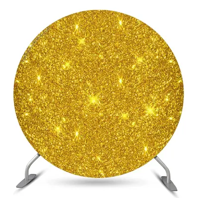 Aperturee Glowing Gold Spark Simple Round Birthday Backdrop | Round Birthday Backdrop Cover | Circle Party Backdrop | Circle ...