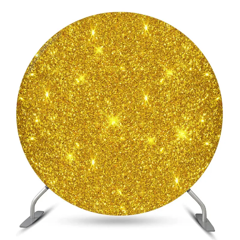 Aperturee Glowing Gold Spark Simple Round Birthday Backdrop | Round Birthday Backdrop Cover | Circle Party Backdrop | Circle ...