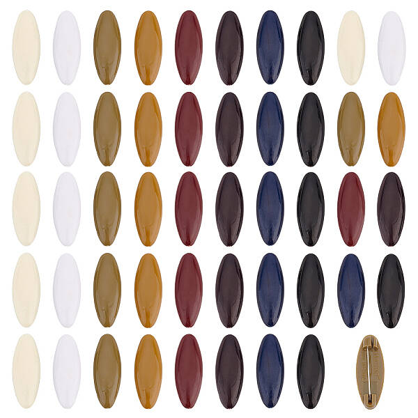 48Pcs Oval Plastic Cover Scarf Safety Pin