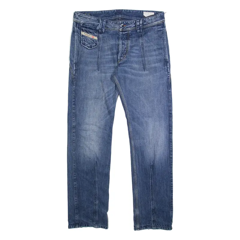 DIESEL Mens Jeans Blue Regular Straight Stone Wash W32 L32