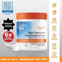 Doctor's Best High Absorption Magnesium Powder Dietary Mineral Healthcare Supplement for Men & Women – 100% Chelated Lysina...
