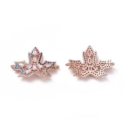 Autumn Theme Brass Micro Pave Cubic Zirconia Links connectors