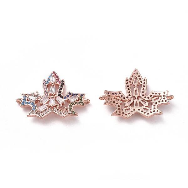 Autumn Theme Brass Micro Pave Cubic Zirconia Links connectors