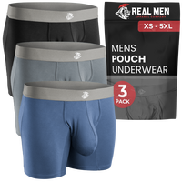 Modal 7in Boxer Briefs No Fly 3pk Black/Dark Gray/Navy Menswear Underwear Big Pocket Set Smooth Stylish Human Plain Fabric