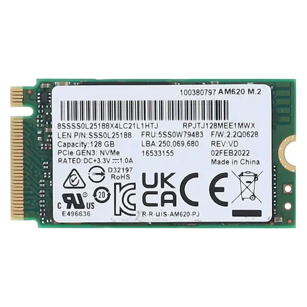 5SS0W79483 Lenovo 128GB PCI Express 3.0 x4 NVMe M.2 2242 Solid State Drive