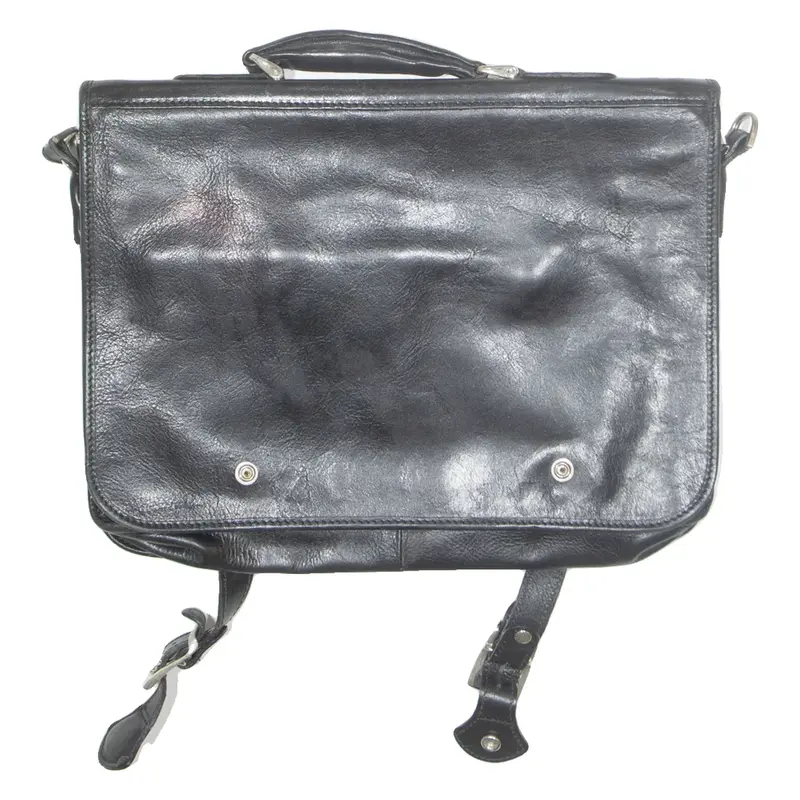 Mens Laptop Bag Black Leather 90s