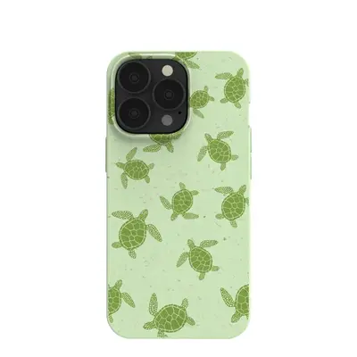 Sage Green Tiny Turtles iPhone 13 Pro Case