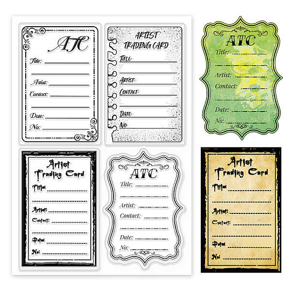 GLOBLELAND ATC Frames Clear Stamps Artist Trading Card Silicone Clear Stamp Seals for Cards Making DIY Scrapbooking Photo Jou...