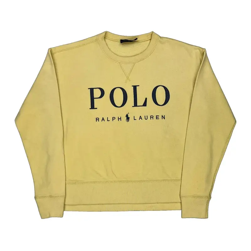 Polo By Ralph Lauren Graphic Sweatshirt - Medium Yellow Cotton Blend