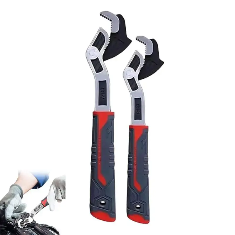 Multifunctional Self-locking Ratchet Wrench, Universal Adjustable Pipe Wrench with Durable Handle, Quick Self Adjusting Locki...