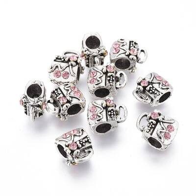 Antique Silver Tone Alloy Rhinestone European Beads