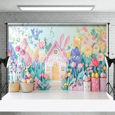 Aperturee Colorful Paper Floral Spring Scene Easter Backdrop, 3X2FT(1MX0.6M), 14 USD, easter backdrops, ENHD3J29-M