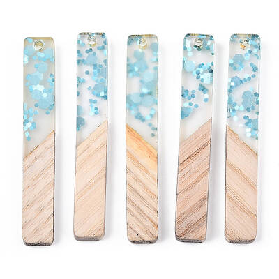 Transparent Resin & White Wood Big Pendants