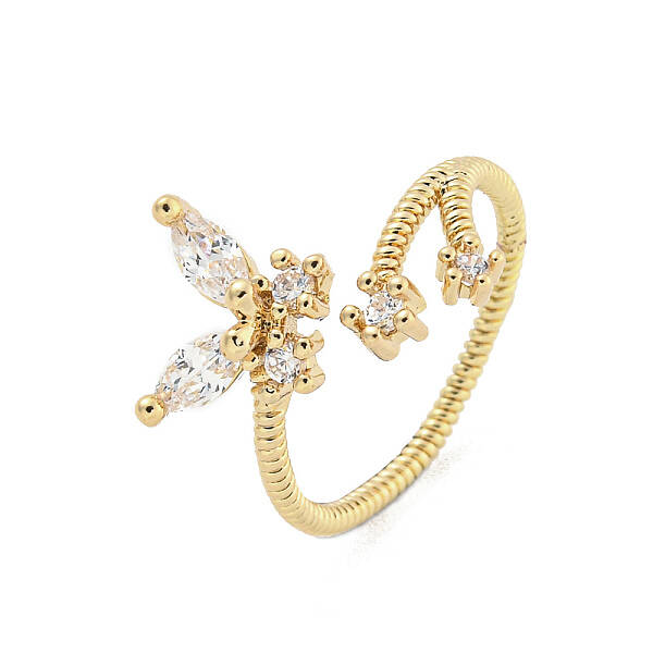 Brass Micro Pave Cubic Zirconia Cuff Rings
