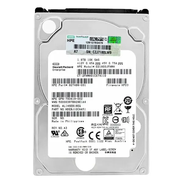 827486-001 HP 1.8TB 10000RPM SAS 12Gbs Dual Port Hot Swap 2.5-inch HDD
