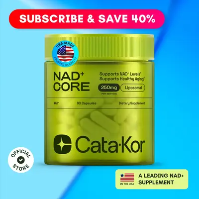 Cata-Kor NAD+ Core - NAD+ Supplement for Healthy Aging and Energy - 250mg per serving - 60 Count (30 Day Supply) - Vitamin & ...