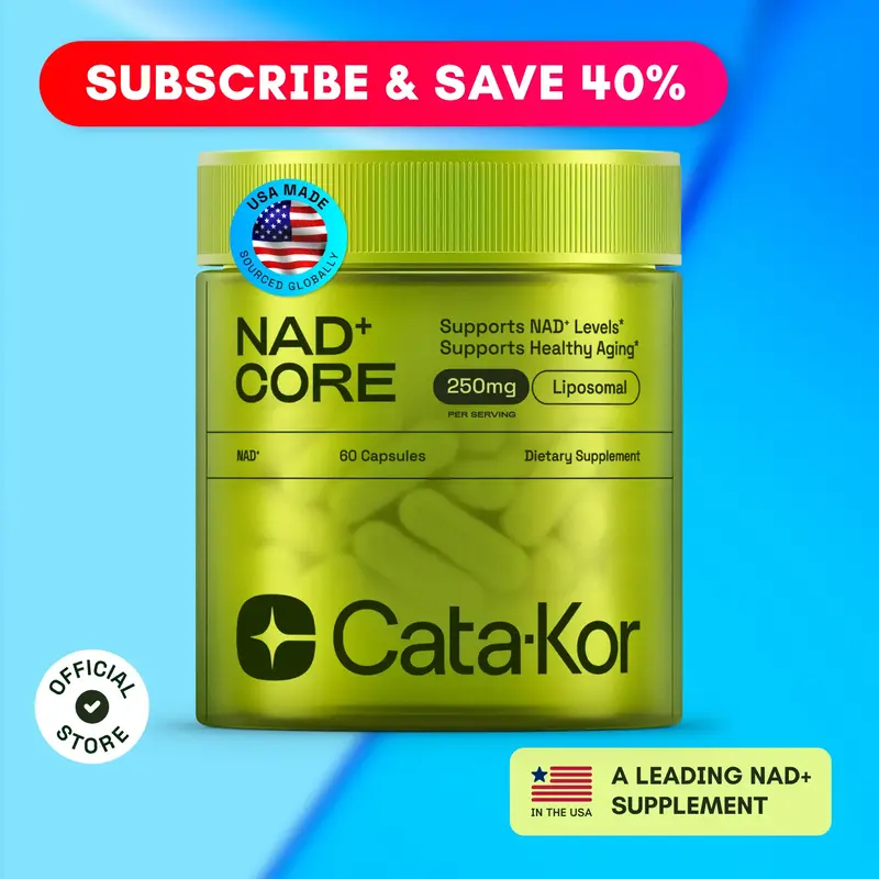 Cata-Kor NAD+ Core - NAD+ Supplement for Healthy Aging and Energy - 250mg per serving - 60 Count (30 Day Supply) - Vitamin & ...