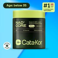 Cata-Kor NAD+ Core - NAD+ Supplement for Skin Aging Support, Energy, and Focus - 250mg per serving - 60 Count (30 Day Supply)...