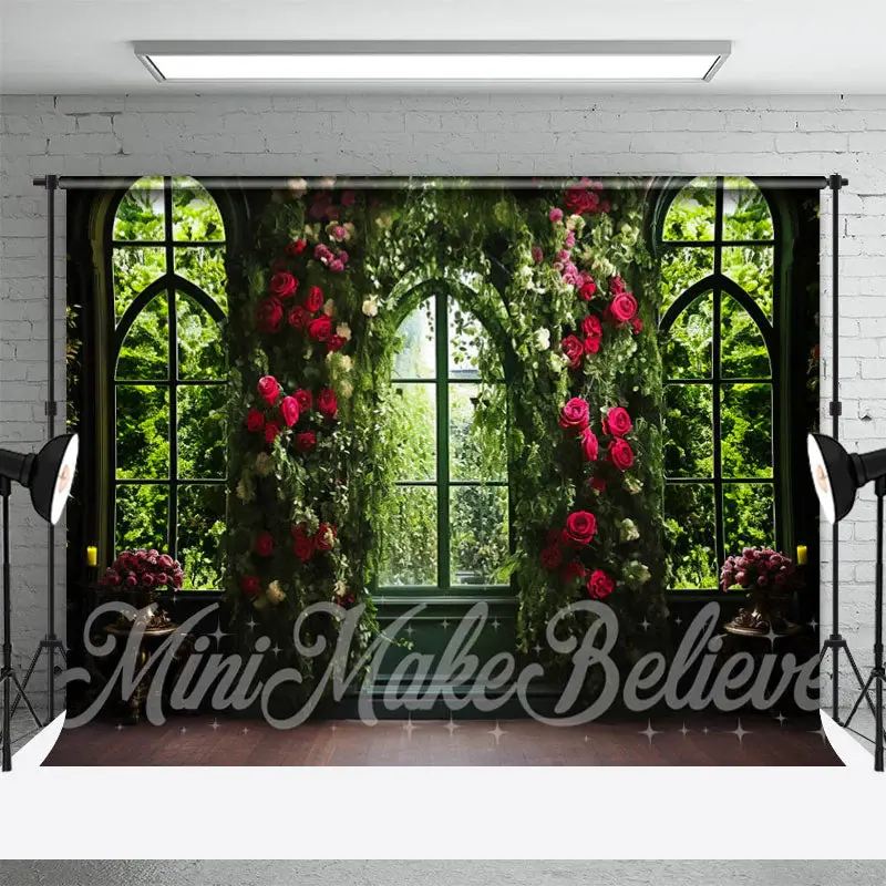 Window Interior Photo Backdrop Decorated With Flowers - Aperturee