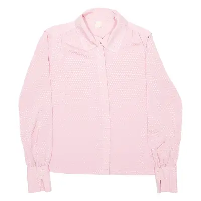 DEL MOD Womens Printed Shirt Pink Collared Long Sleeve Argyle M