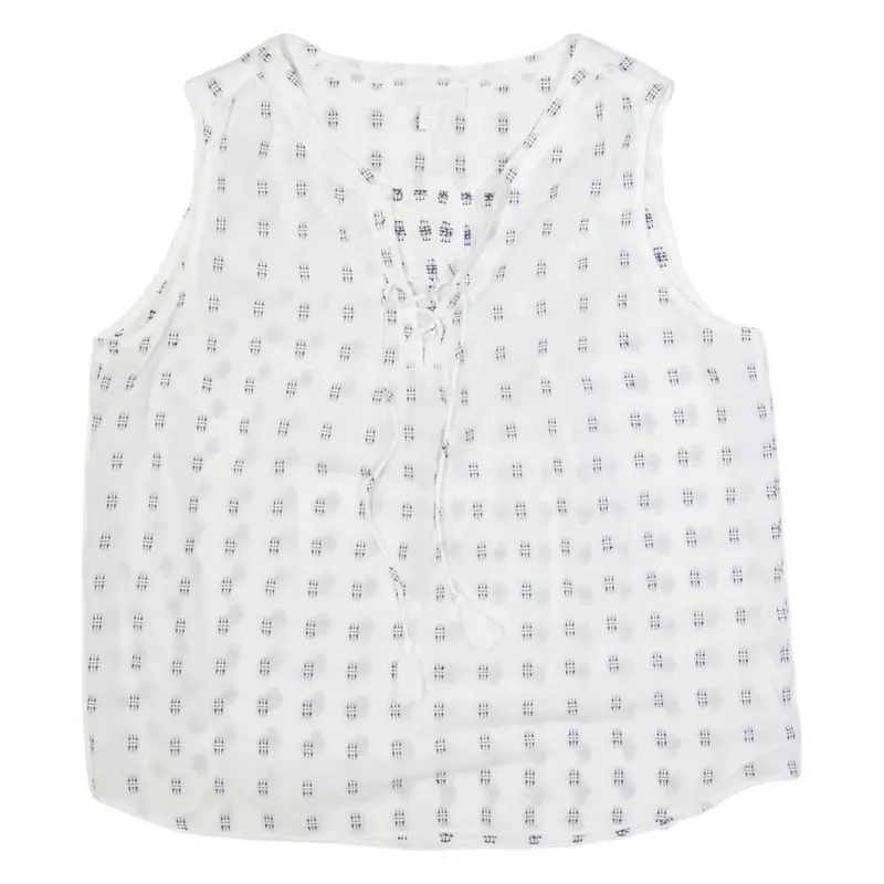 THE WHITE COMPANY Sheer Womens Printed Vest White Sleeveless Spotted UK 16