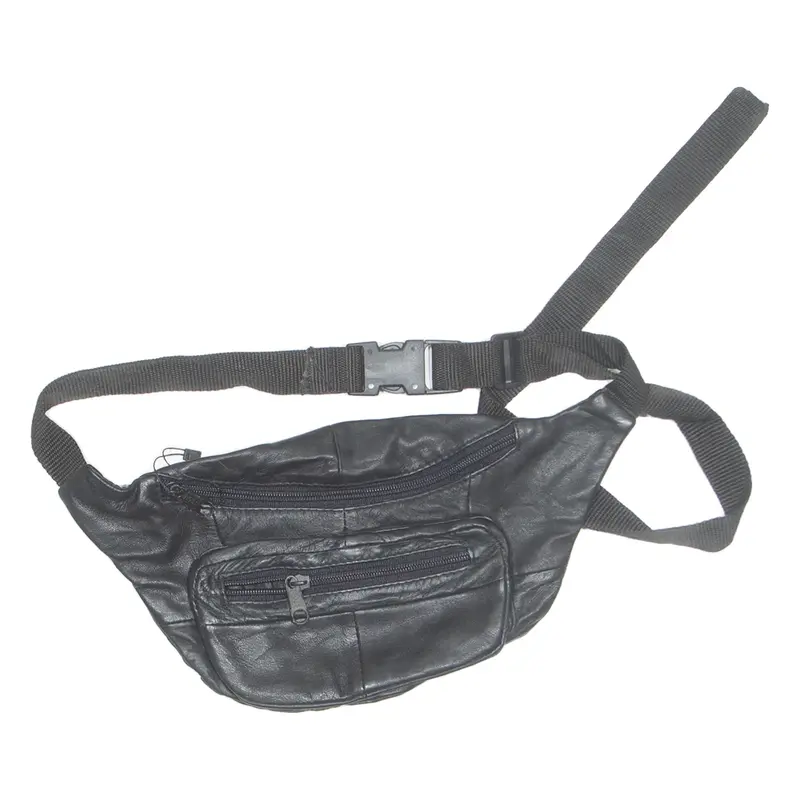 Mens Bum Bag Black Leather Faux Leather