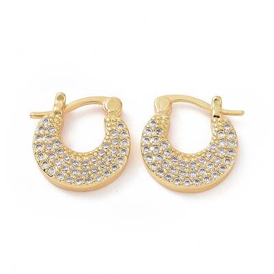 Clear Cubic Zirconia Round Hoop Earrings