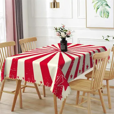 Red Star Stripes Distressed Rectangle Tablecloth - Aperturee