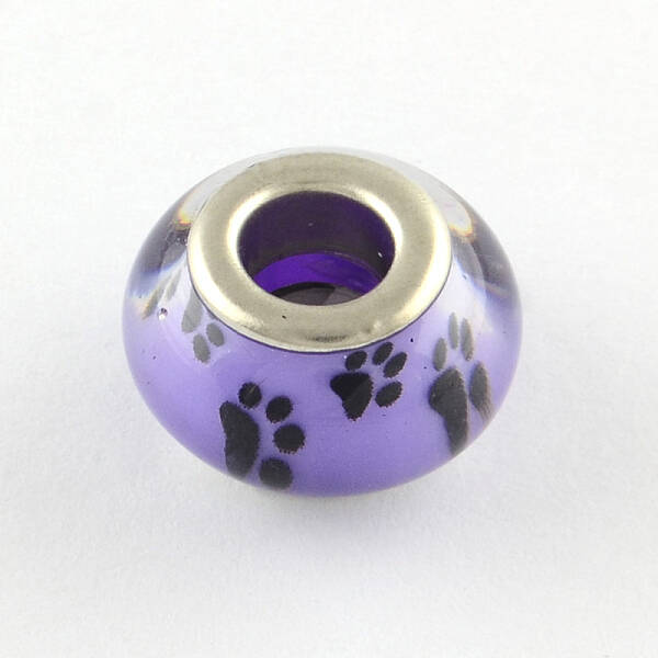 Large Hole Dog Paw Prints Pattern Resin European Beads