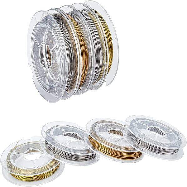 SUPERFINDINGS 16 Rolls 4 Colors Tiger Tail Wire Bead Stringing Wire Nylon-coated Steel Metal Craft String for Jewelry Making ...