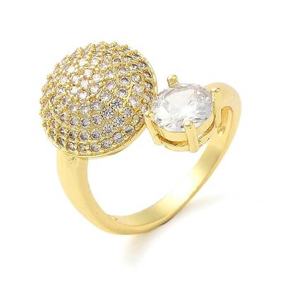 Brass Micro Pave Cubic Zirconia Cuff Rings