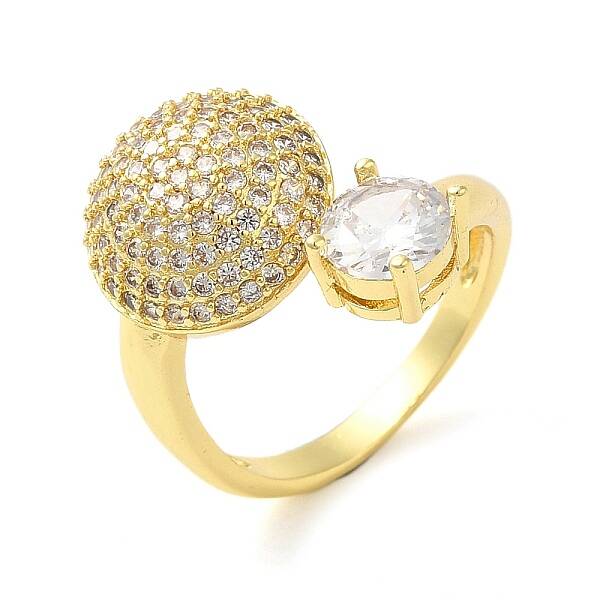 Brass Micro Pave Cubic Zirconia Cuff Rings