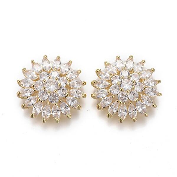 Brass Micro Pave Clear Cubic Zirconia Multi-Strand Links Connectors