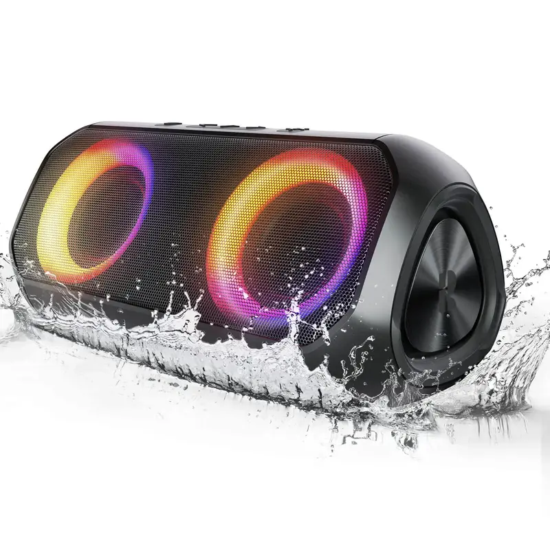 Bluetooth Speakers, [Blod Bass & Dynamic Lights] Portable Wireless Speaker with 24W Stereo Sound, TWS Mode, 24Hrs Playtime, I...