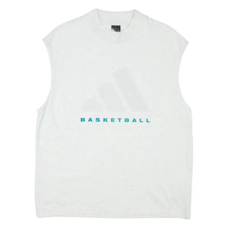 ADIDAS Basketball Mens Vest Grey Sleeveless High Neck S