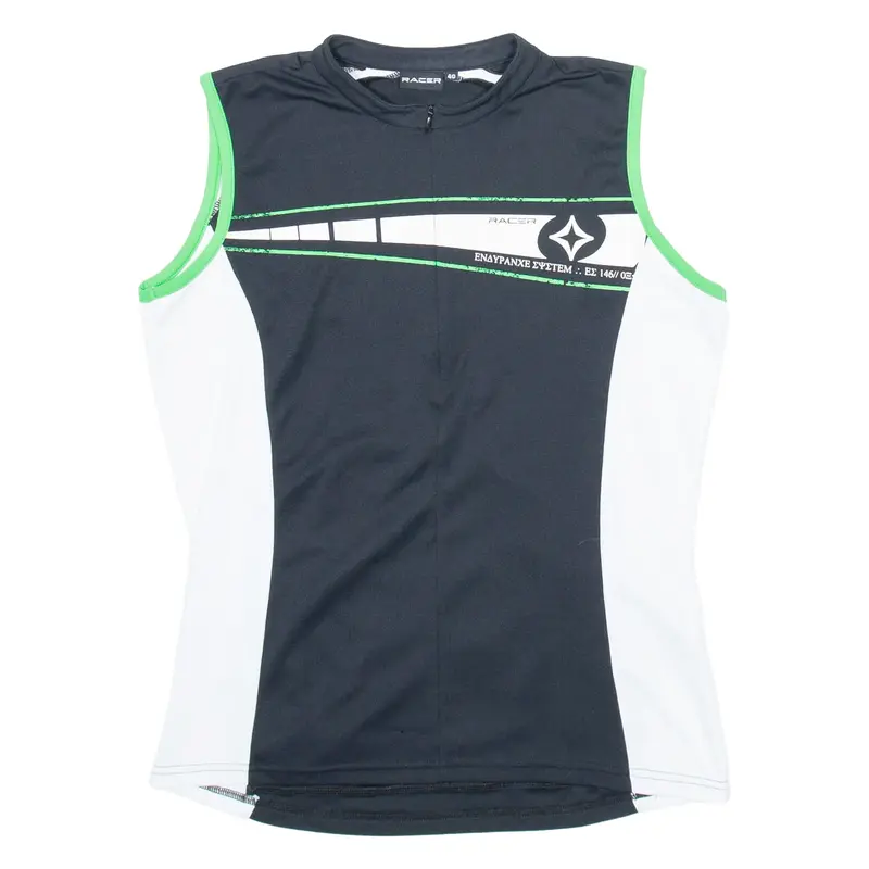 RACER Cycling Mens Jersey Black Sleeveless 1/4 Zip L