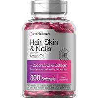 Hair Skin & Nails | 300 Softgels | Plus Coconut Oil and Collagen