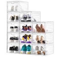 Stackable Shoe Boxes, Closet Organizers and Storage, Clear Shoe Storage Cabinet, Organizer with Magnetic Door, Stackable Stor...
