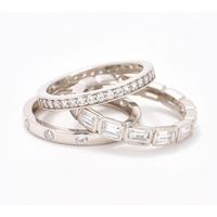 Diamonique Classics Set of 3 Band Rings, Sterling Silver