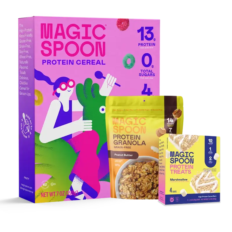 Magic Spoon Fruity Protein Cereal, Granola & Treats Bundle, High Protein, Low Sugar, Keto-Friendly, Gluten-Free Snack Bar & B...