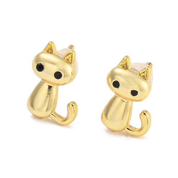 Black Cubic Zirconia Cat Stud Earrings