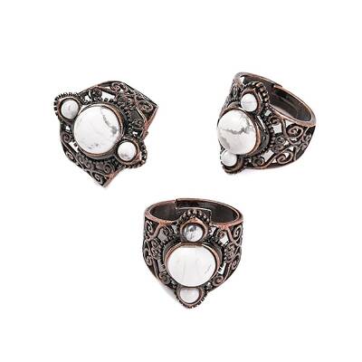 Natural Howlite Retro Finger Rings