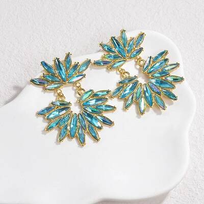 304 Stainless Steel Glass Stud Earrings for Women