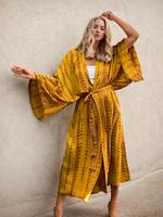 Women's Tie Dye Print Belted Kimono, Casual Long Sleeve Open Front Outerwear for Summer, Cardigan for Women, Fashion Women's ...