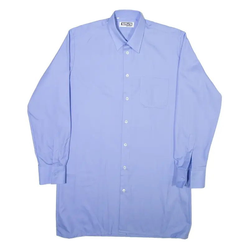 AMSA Mens Plain Shirt Blue Long Sleeve L