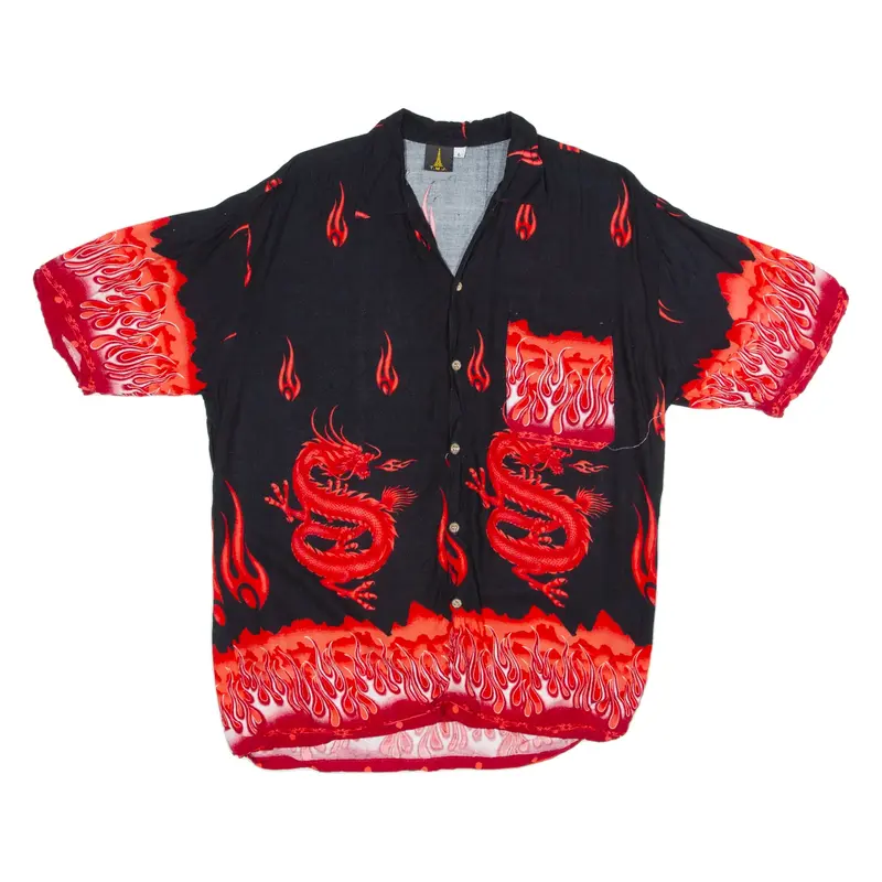 T.M.J Mens Shirt Black Crazy Pattern L
