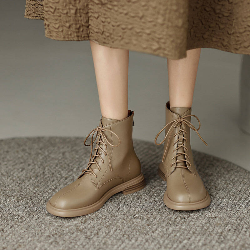 CHIKO Leia Round Toe Block Heels Ankle Boots