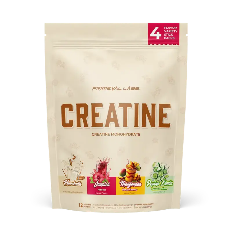 Primeval Labs Creatine Monohydrate Powder - 120 Servings and Travel Sticks, Agua Fresca Flavors, Zero Sugar